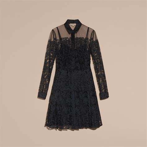 burberry pleated lace shirt dress|Wool Dress in Glen .